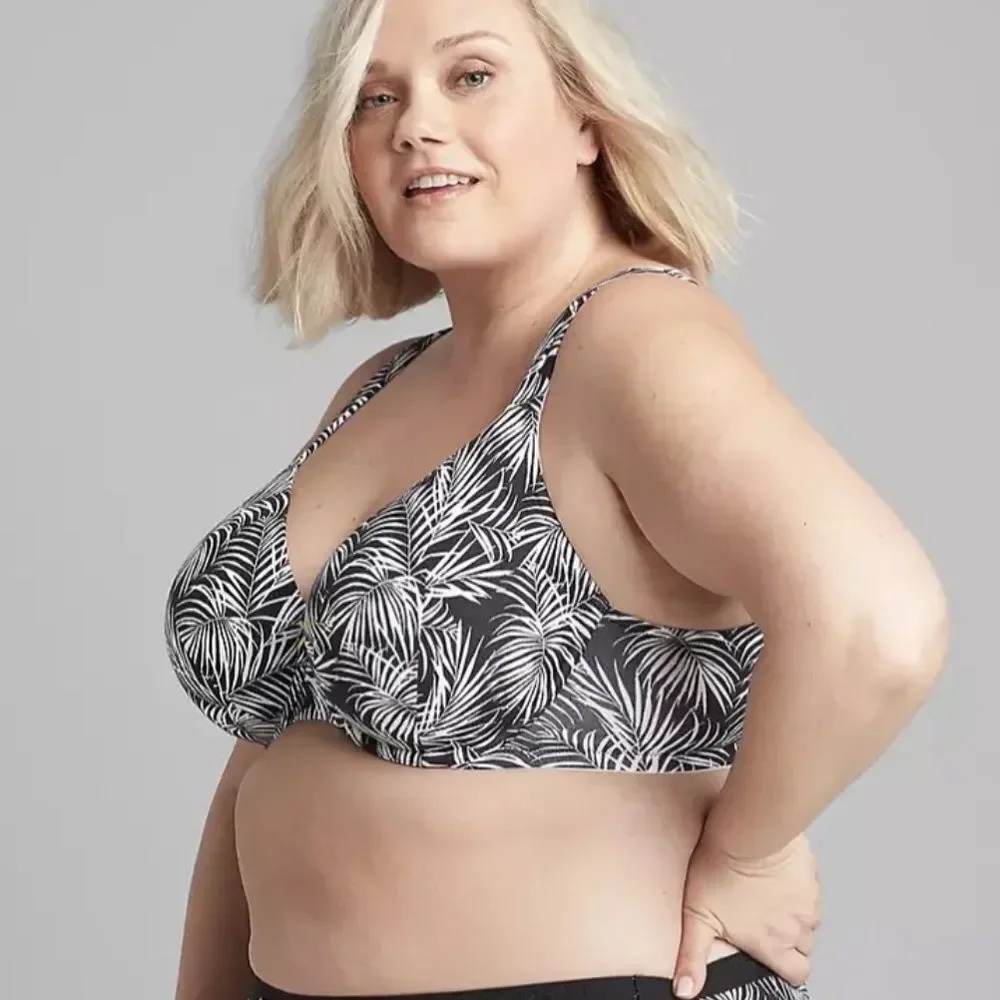 Cacique Boost Plunge Cotton Bra Zebra Palm Print Size 44DD